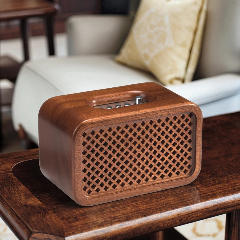 Customized High-fidelity Stereo For V5.3 50W USB AUX Wireless Portable Retro Wooden Speaker