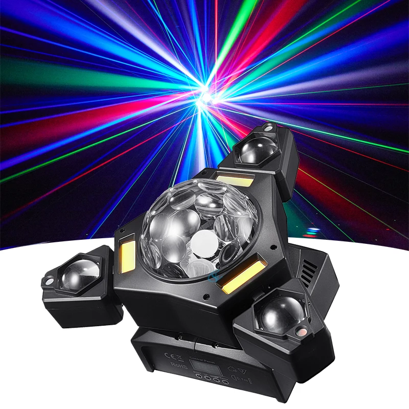 

80W RGBW LED Stage Disco Moving Head Lights Rotating Party Beam&Laser&Strobe Light DMX Sound Activated For Home KTV Bar