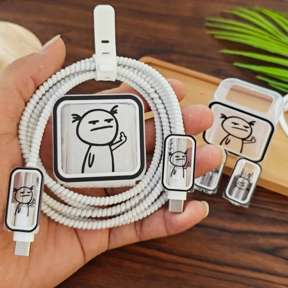 1PC Transparent Charger Case Protectors for IPhone 18/20W Cable Winder Creative Cute Wire Management for IPhone 16 15 Pro Max