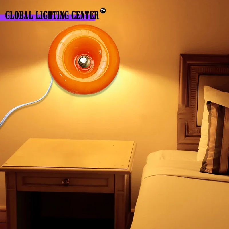 Donut Licht Oranje Glazen Wandlampen Touch 3 Kleuren Home Decor 6 Modellen Plug Wandlampen Indoor 110-220 V Donut Lampen