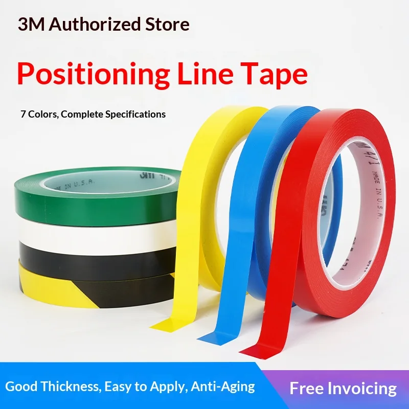 شريط أرضي 3M 741، شريط تحذيري للسلامة، سهل التطبيق والتمزق، يترك بدون بقايا، شريط ملون مقاوم للماء ومقاوم للاهتراء