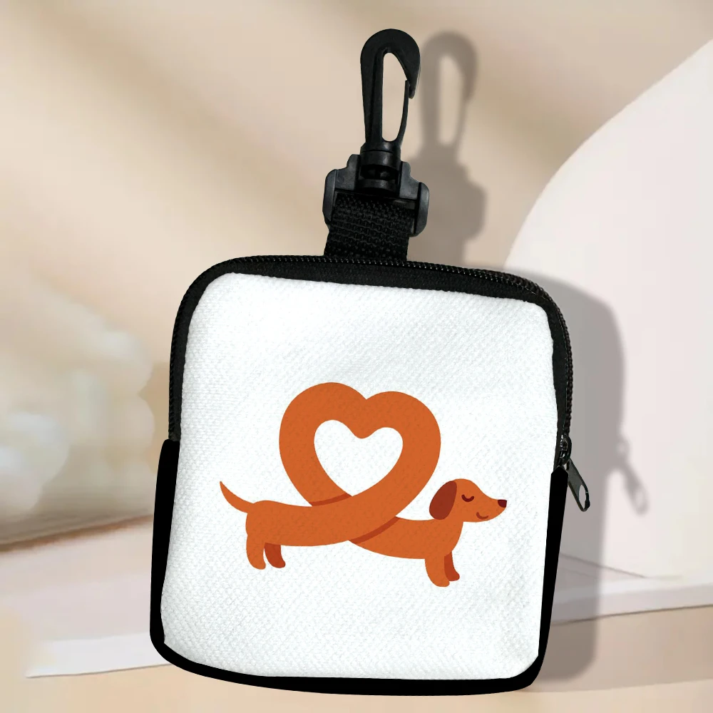 

Dachshund-Dog ID Credit Card Holder Storage Bag Zipper Pouch Small Coin Purse Travel Organizer Lipstick Bag 7.2