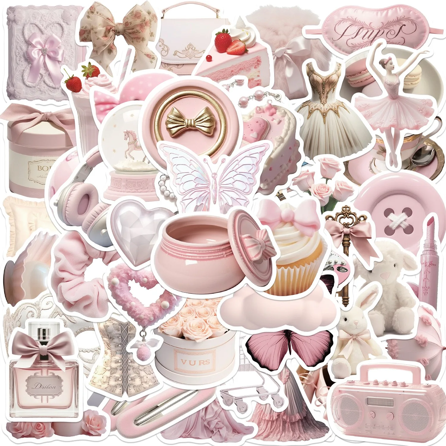 10/50pcs Ins Style Cute Pink Ballet Girls Stickers Kawaii Aesthetic Decals Decoration Scrapbook Laptop Phone Luggage Toy Sticker