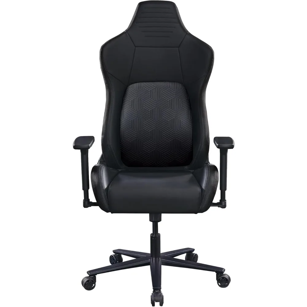 ™   كرسي مكتب ألعاب مريح من الجلد الصناعي عالي الظهر من Vertex، أسود، متوافق مع BIFMA