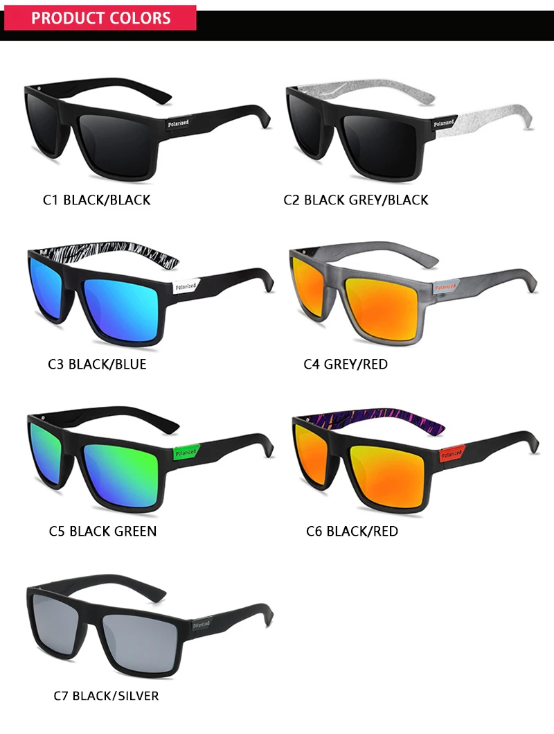 Stilvolle Sport Polarisierte Sonnenbrille Männer Frauen Fashion Square Männliche Sonnenbrille Vintage Fahren Angeln Outdoor Shades UV400 – Detail 9