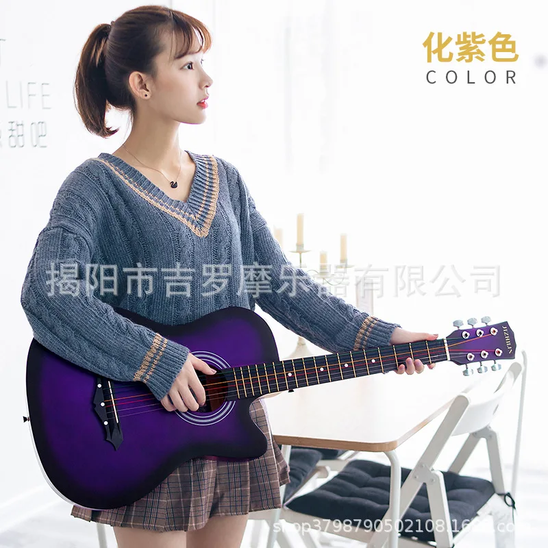 38 Inch 10 Color Acoustic Guitar Female Male Novice Beginner Practice Student Guitar