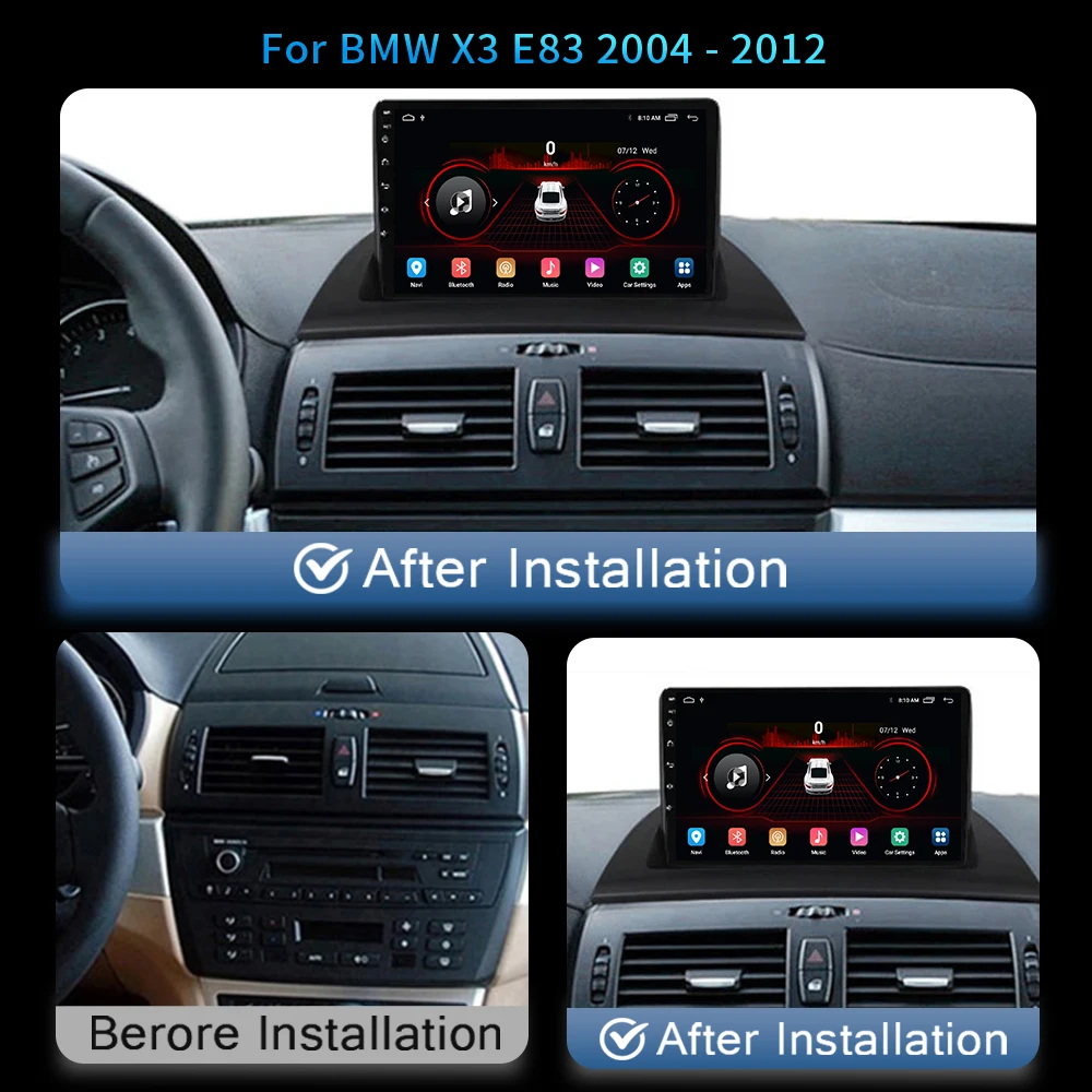 Autoradio Android 12, 4G, Navigation GPS, Carplay, Stéréo, 2 Din, Lecteur Vidéo, Sans Fil, pour Voiture BMW Bery E83 (2004-2012)