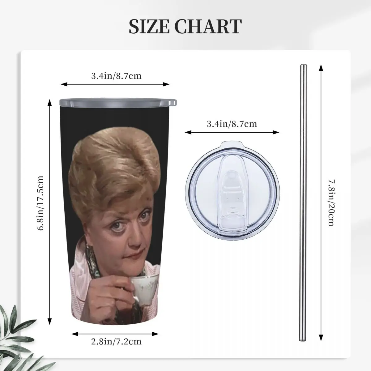 Jessica Fletcher Judging Murder She Wrote Stainless Steel Tumbler Vacuum Insulated Mug Thermal Cold Bottle Straw With Lid 20oz