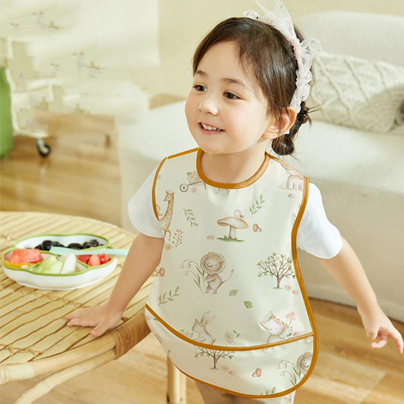 

Boys Girls Burp Clothes Waterproof Eating Infant Toddler Baby Cartoon Sleeveless Art Apron Animal Smock Soft Baby Apron