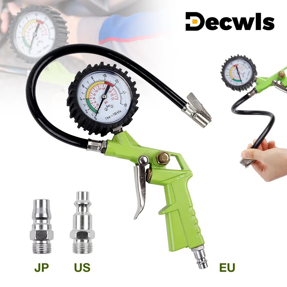 

220PSI Tire Pressure Gun Tire Pressure Monitoring Gauge, Detachable Interface, Inflator Pump Tool, For Cars/Motorcycles/Bicycles
