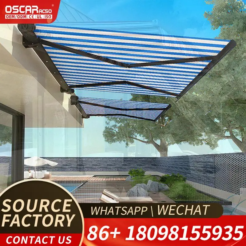 Retractable Waterproof Folding Canopy for Outdoor Patio Sunshade Motorized Electric Automatic Awning Suitable for Backyards Gard