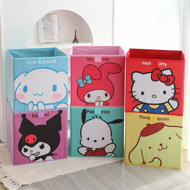 

Anime Sanrios Cinnamoroll Kuromi Hello Kitty My Melody Cute Clothes Organizer Cartoon Toy Clutter Box Birthday Gift for Friend