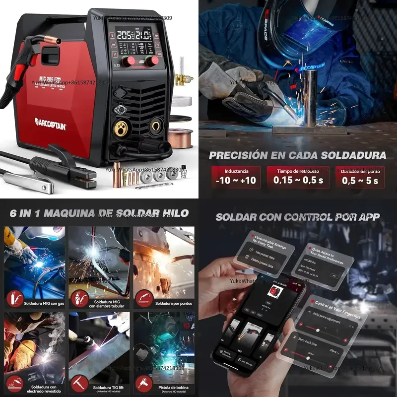 European Standard 230V 205A IGBT Inverter Welder with APP Control 6 in 1 Compatible Spool MIG Welding Machine