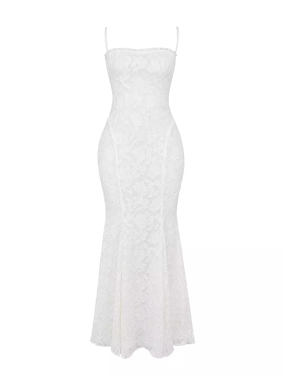 Nouveau Sexy Svel Bal robe de soirée femmes taille haute longue Dr couleur Pure col carré Par mariage Date KTV