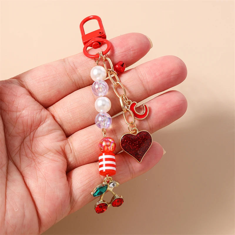 Modische Frucht-Kirsch-Schlüsselanhänger, Emaille-Herzanhänger, Schlüsselringe für Damen und Herren, Autoschlüssel, Handtaschen-Schlüsselanhänger, Accessoires, DIY-Geschenke – Detail 2