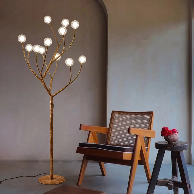 Living room ins branches floor lamp Japanese-style homestay bedroom study design sense vertical floor lamp tree branches