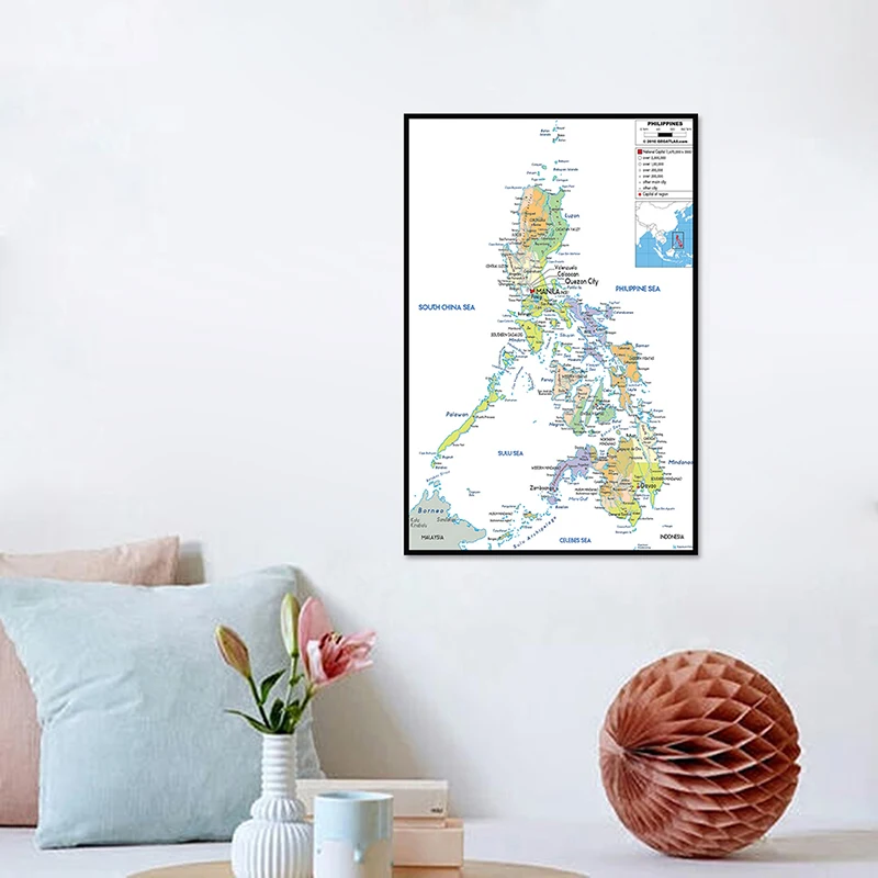 42*59Cm Philippines Bản Đồ Hành Chính Treo Tường Trang Trí Tranh Canvas Unframed Áp Phích Và In Phòng Khách Trang Trí Nhà Cửa