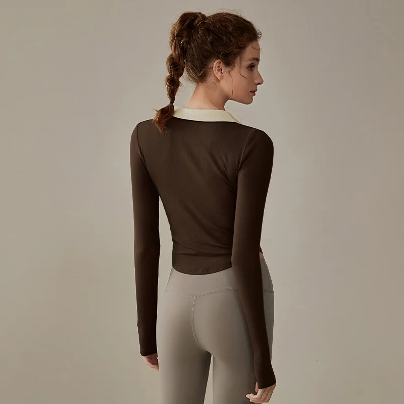 Elegant yoga wear women autumn winter senior sense sports top long sleeve professional running fitness Pilates training set