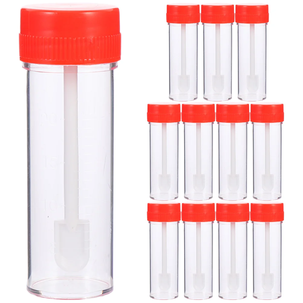 

12 Pcs with Cover Stool Sampling Tube Urine Cup Plastic Specimen Collector Test