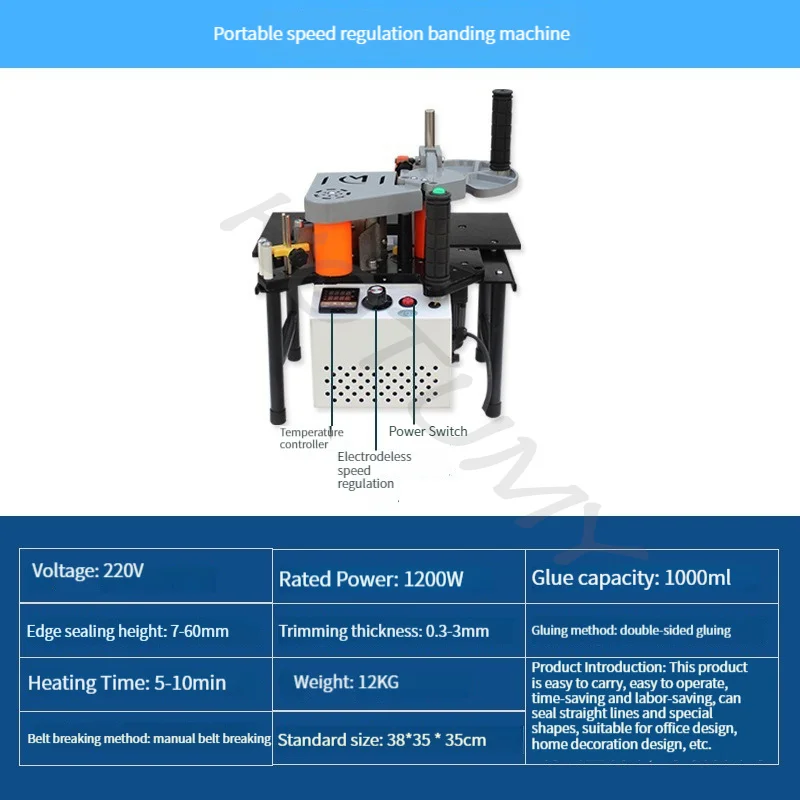 Aplicadora de bandas de borde portátil para carpintería, aplicadora de bandas de borde Manual pequeña, pegado de doble cara