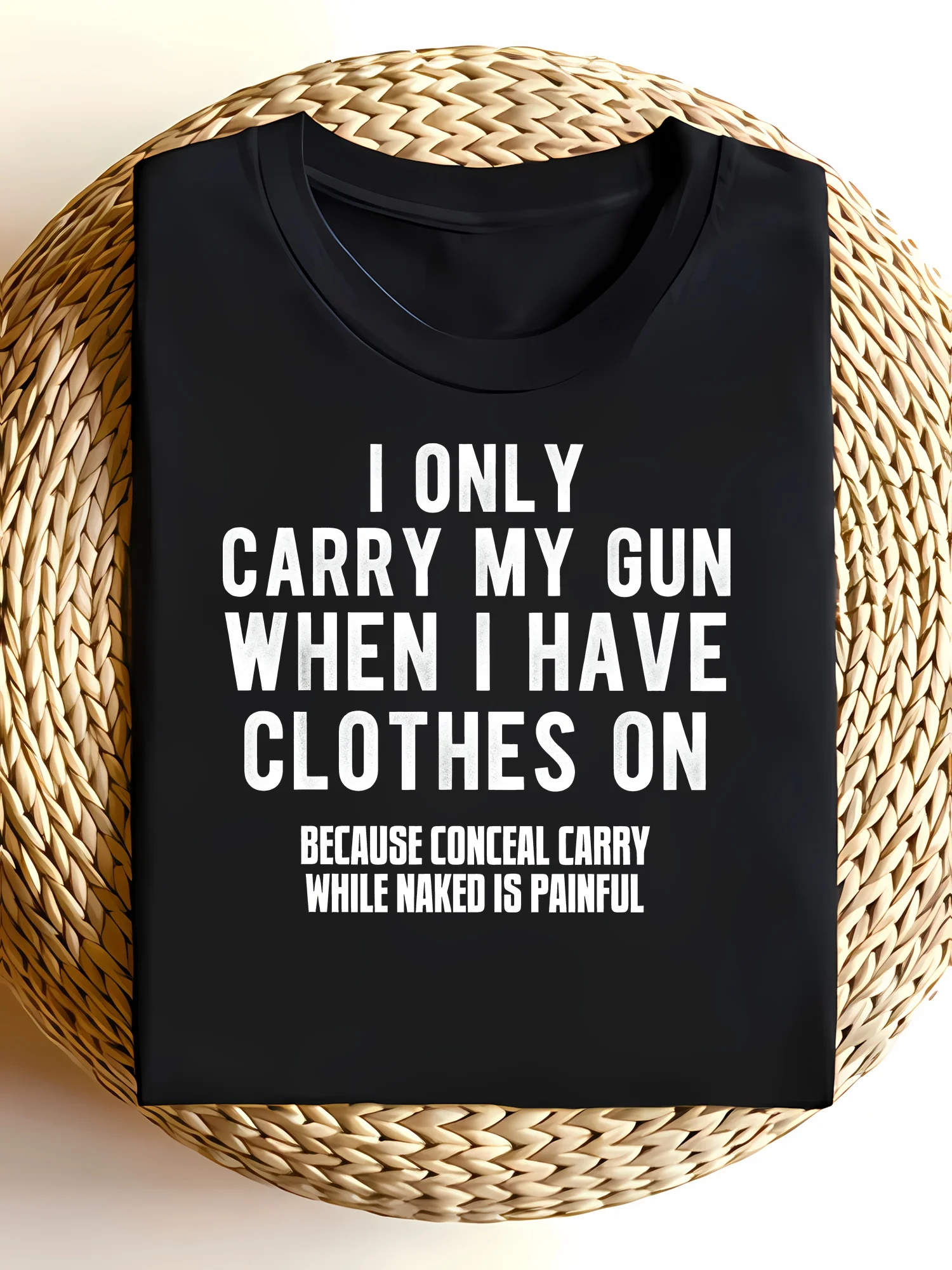 Funny Conceal Carry Humor Graphic Tee, Casual Black Shirt with Witty Gun Quote, Ideal Gift for Gun Enthusiasts, Daily Wear
