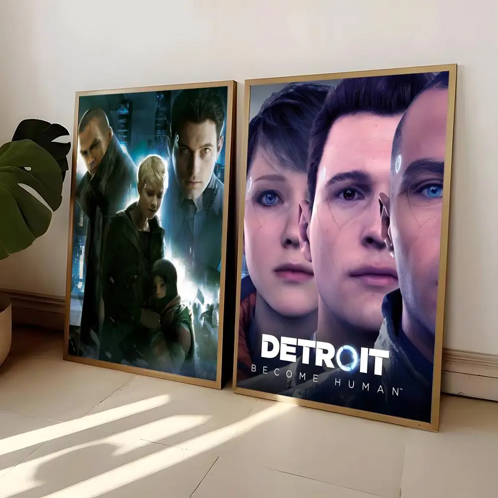 Affiche sans cadre sur toile, peinture de calligraphie, jeu Detroit Become Human, impressions murales, image pour décoration de salon et de maison
