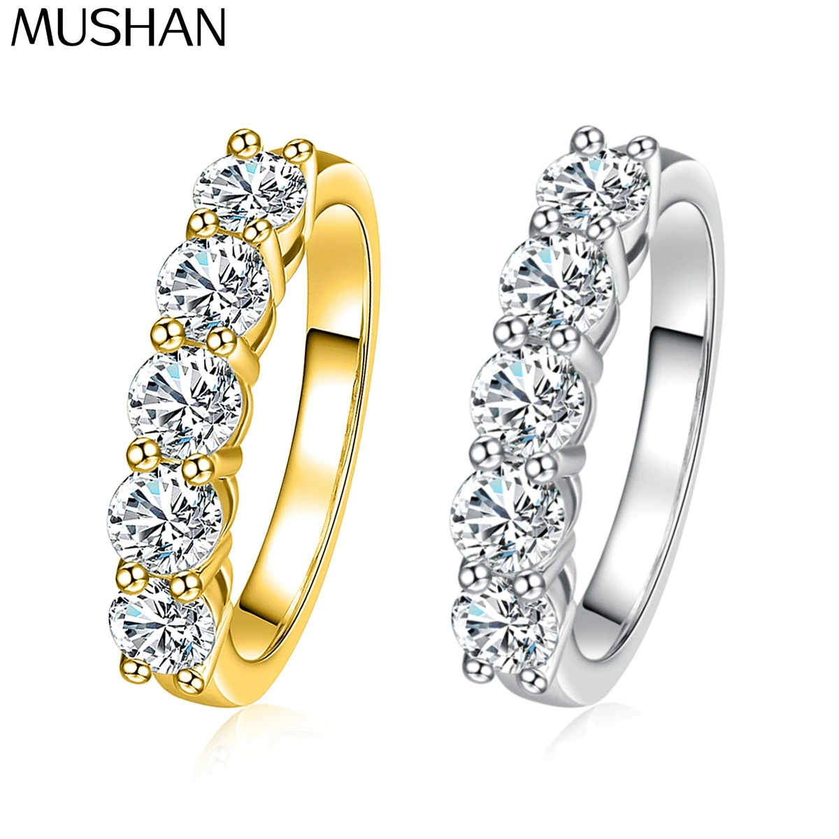 

MuShan Designer Jewelry 925 Sterling Silver Ring Moissanite Diamond Party Ring for Lover 18K Gold Plated MST Patent Jewellery
