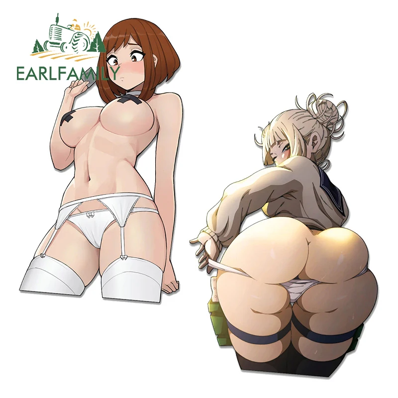 

EARLFAMILY 13cm for Cute Sexy Himiko Toga OCHACO URARAKA Car Stickers Sunscreen Fashionable Decals Laptop Car Goods Vinyl