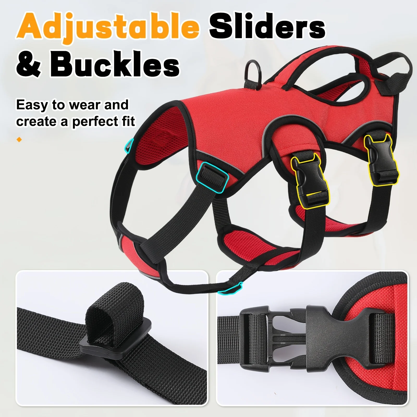Escape-Proof Dog Harness, Soft Padded Full Body Pet Harness, Reflective Adjustable No-Pull Vest with Lift Handle and Leash Clip