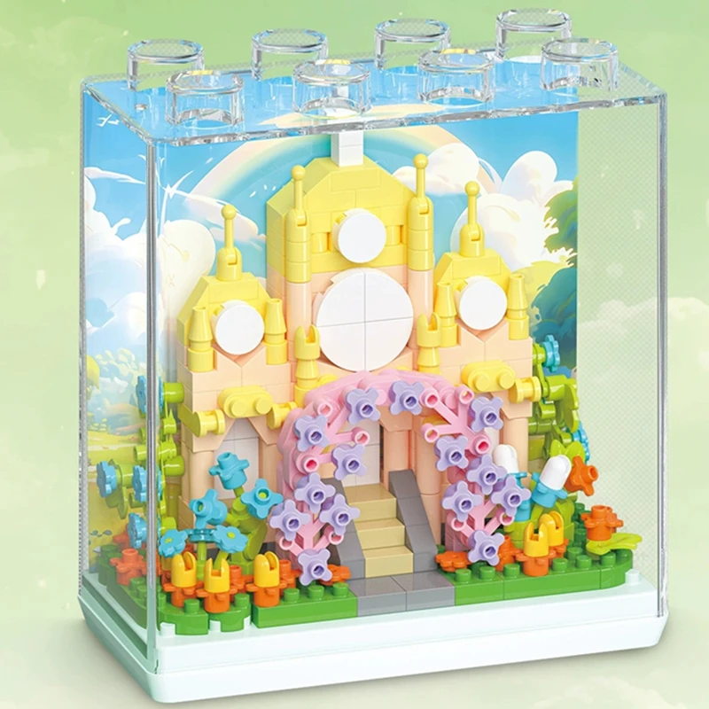 لتقوم بها بنفسك صندوق عرض قصر الجليد الزفاف الكنيسة هاري القلعة خرافة حلم منزل اللبنات نموذج الطوب مجموعات أطفال مجموعات اللعب #3