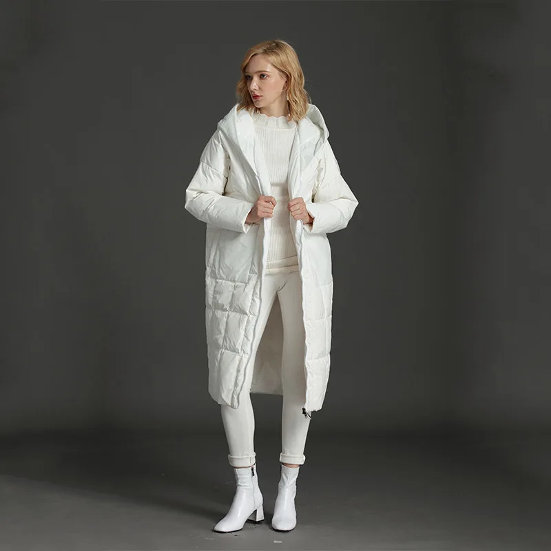 High-Quality Winter Warm Oversized Down Jacket 90% White Duck Down Extended Length Thicken Women's Long Down Coat Puffer Jacket