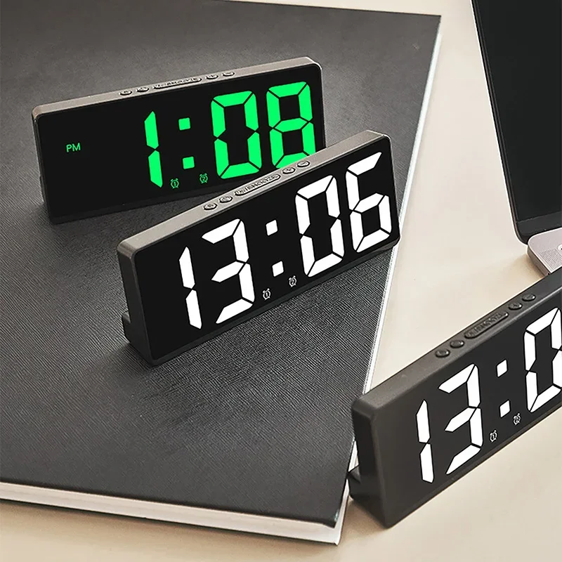 LED Digital Clock Two Display Modes One Is Only Time Display The Other Is Time, Date, Temperature Cycle Display Bedside Clock