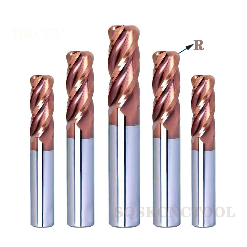 Corner Rounding End Mill Tungsten Carbide Cutter CNC Router Bit Milling Tool HRC45 55 65 4 Flute with Nano coating Turning Tool