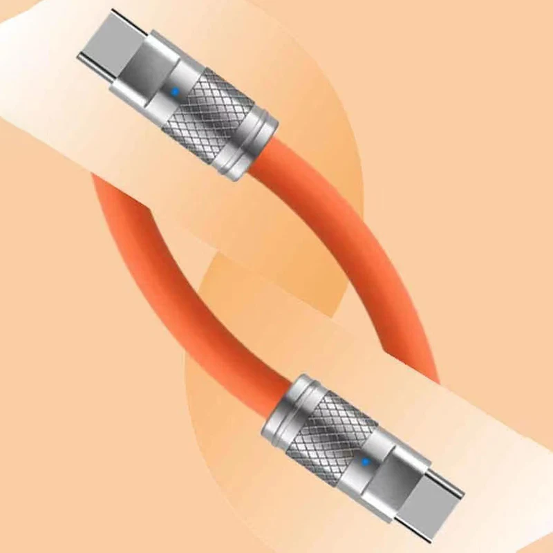 New 120W 6A Super Fast Charge PD Type C Liquid Silicone Cable 1M 2M Usb Cable C To C Charger Cable for Xiaomi Huawei IOS