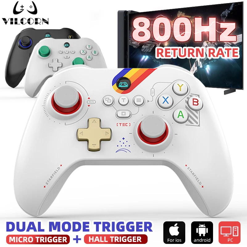 VILCORN PC Gaming Controller 800Hz FPS Wireless Pro Gamepad For PS4 Switch Android IOS with Micro Motion Hall Trigger Joystick