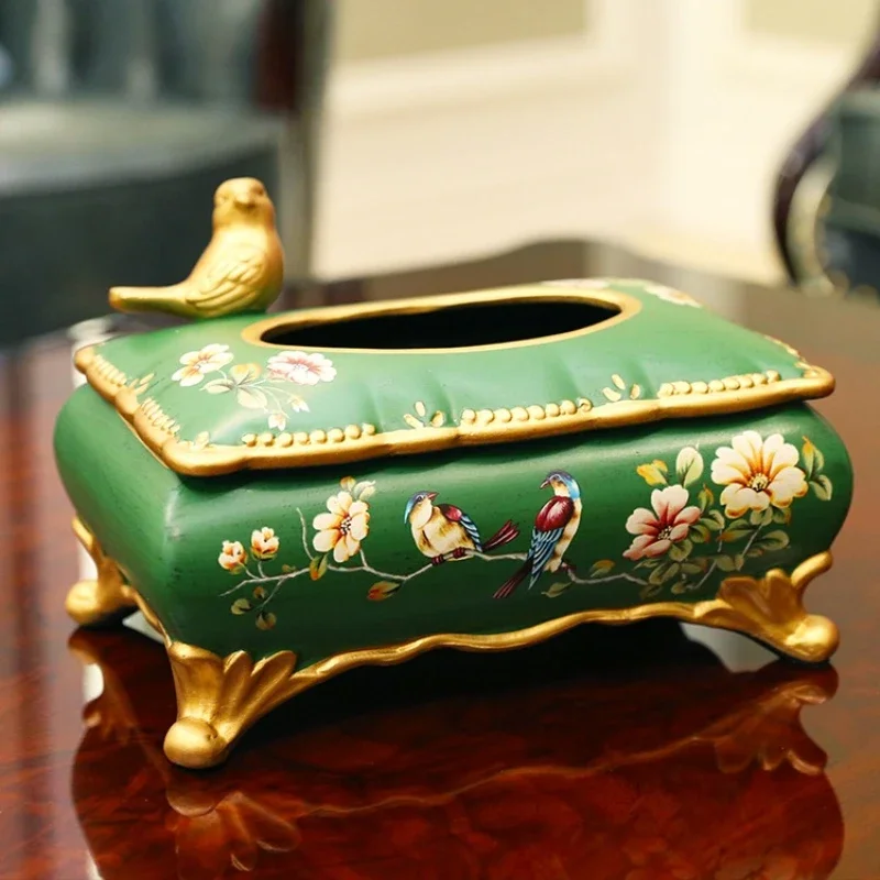 

American retro living room tissue box ornament creative household coffee table ceramic paper box European dining table paper box
