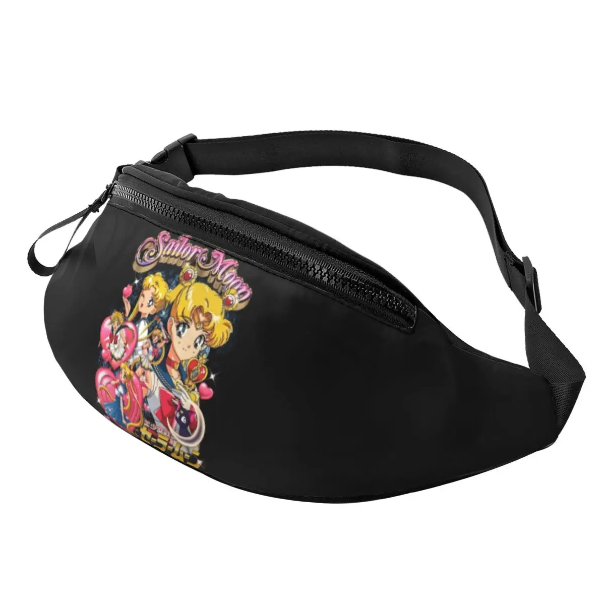 

Custom Cool Sailors Anime Moons Fanny Pack for Running Women Men Cute Cartoons Crossbody Waist Bag Phone Money Pouch