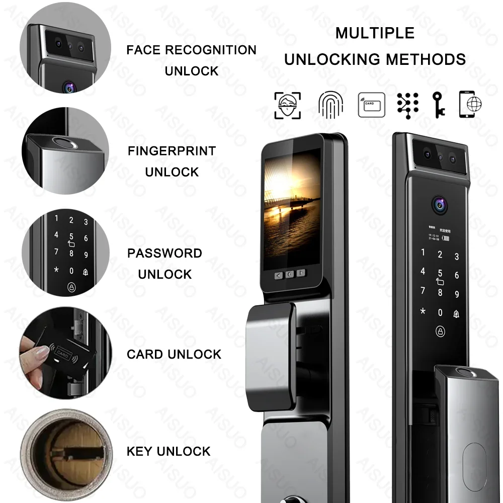 TUYA WIFI Digital Tuya Smart Door Lock Face Recognition Smartlock Cerradura Inteligente Fingerprint Key Password Card Smart Lock