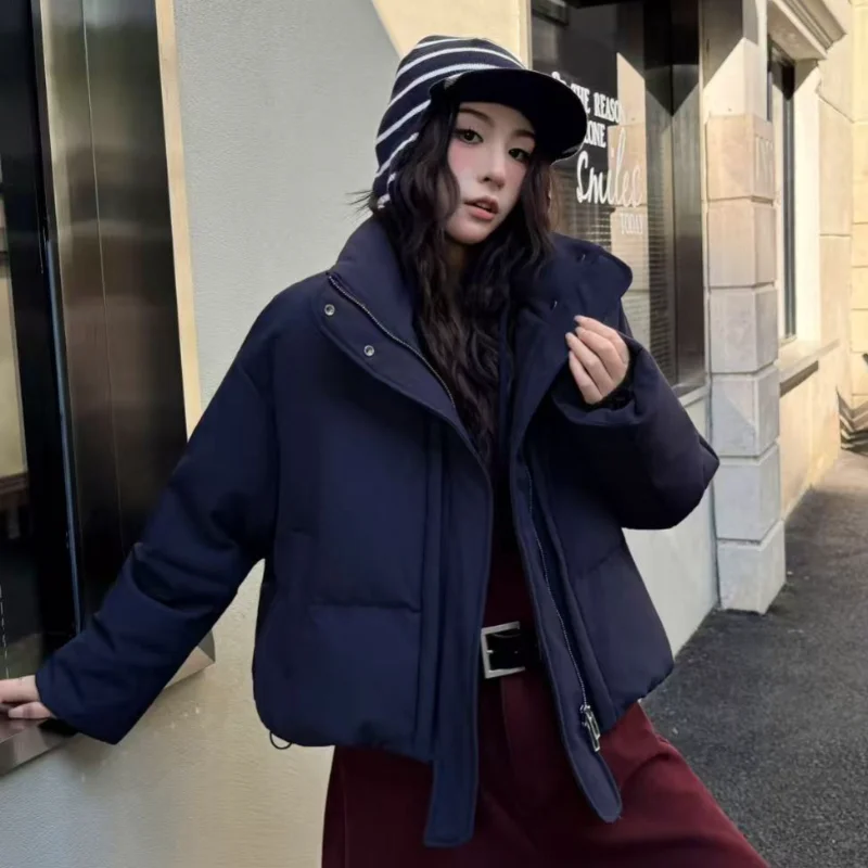 여성용 숏 다운 재킷 2025 겨울 패션 출퇴근 스타일 우아한 두꺼운 다용도 슬림 따뜻한 코트 트렌디
