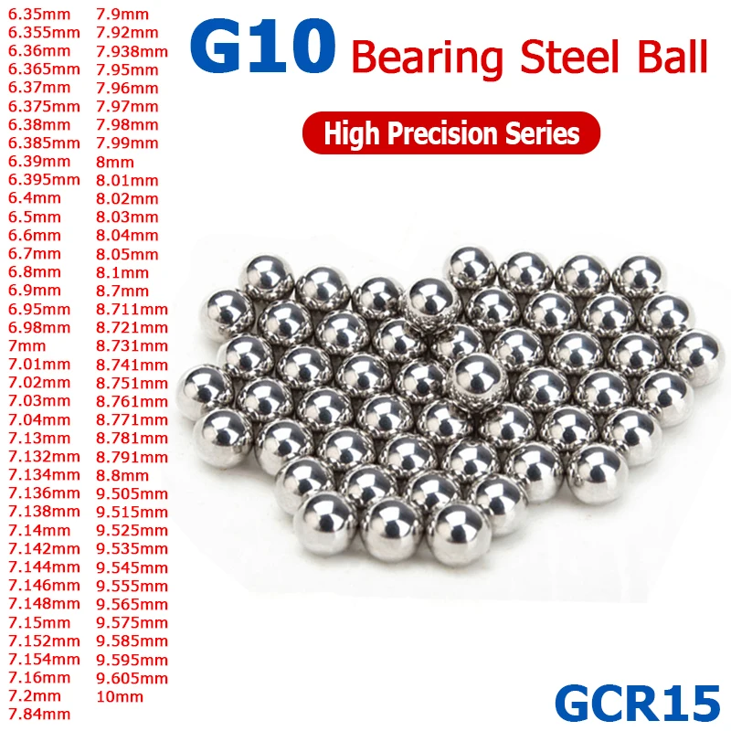 

100-1000pcs 6.35~10mm High Precision Steel Balls G10 Bearing Steel GCR15 6.385/6.4/6.5/6.95/7.01/7.132/7.154/7.84/7.95/8.02/9mm