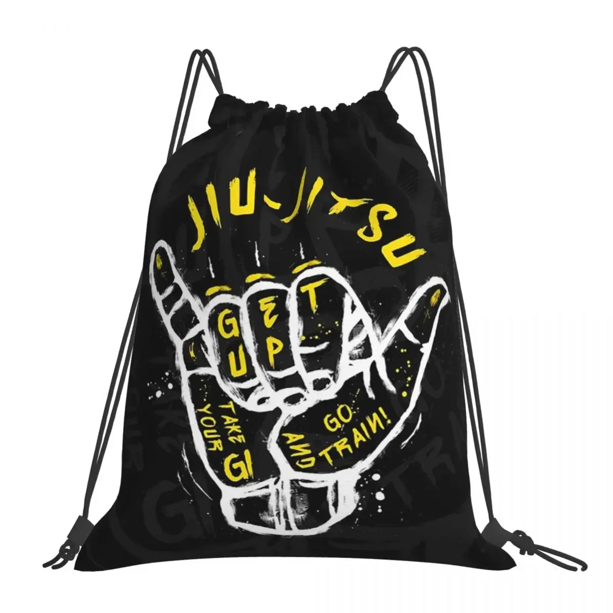 

Jiu-jitsu. Go Train Backpacks Casual Portable Drawstring Bags Drawstring Bundle Pocket Storage Bag BookBag Man Woman Students