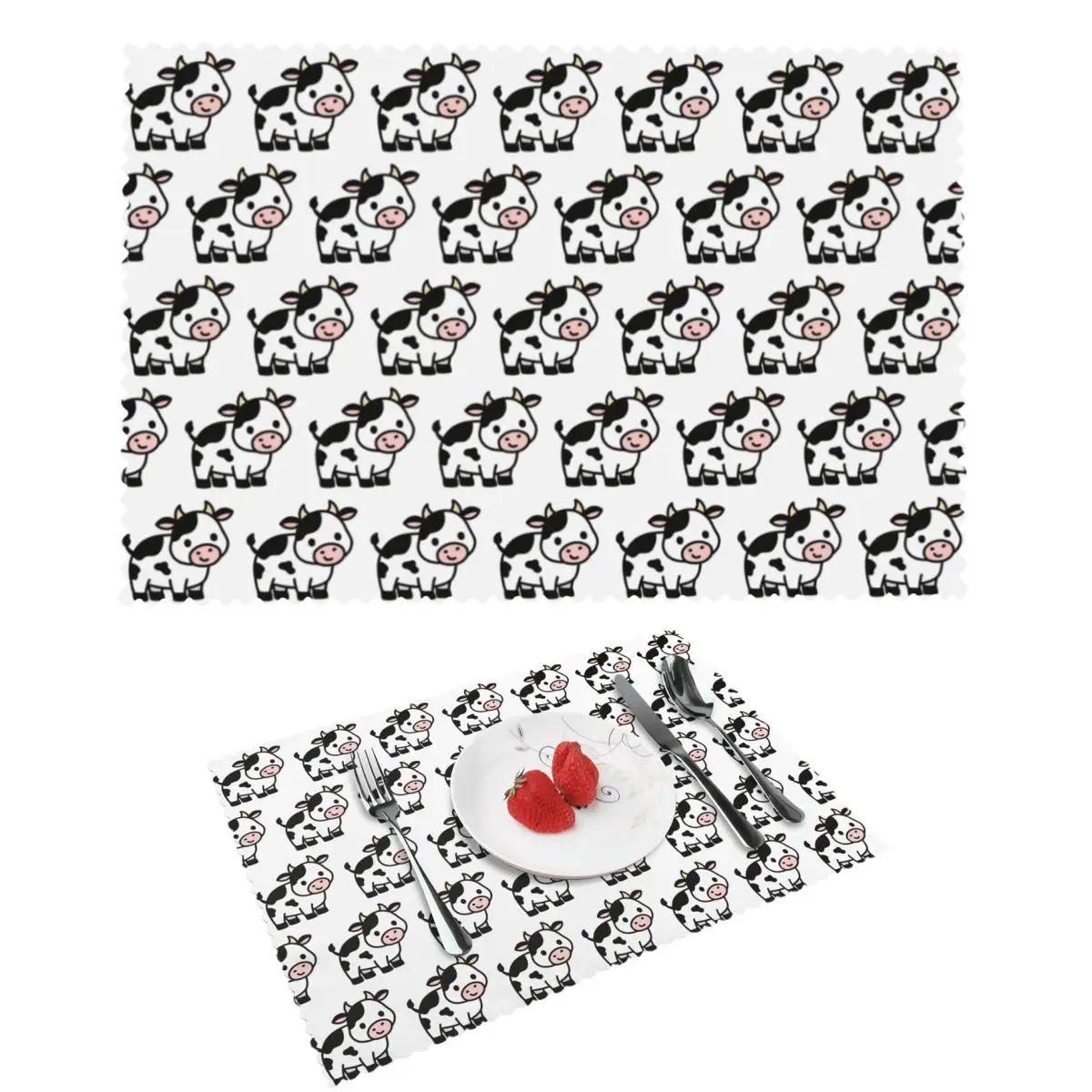 Cow Placemat Heat Resistant Plate Mat for Dining Table Bowl Coaster Super Absorbent Mats