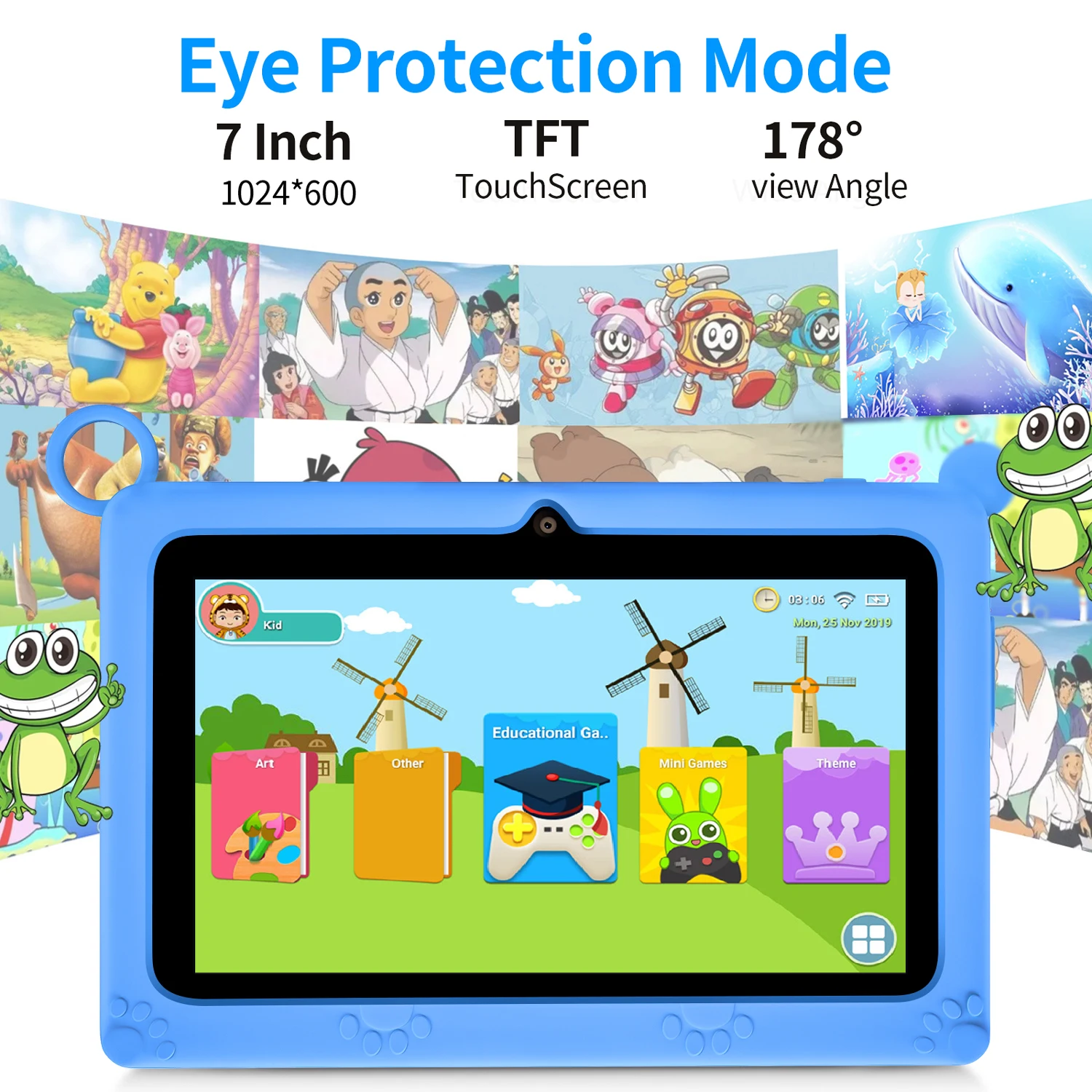 2024 New K2 Kids Pad 7 Inch Android Tablet Quad Core 4GB RAM 64GB ROM Google Learning Education WiFi Tablets 4000mAh