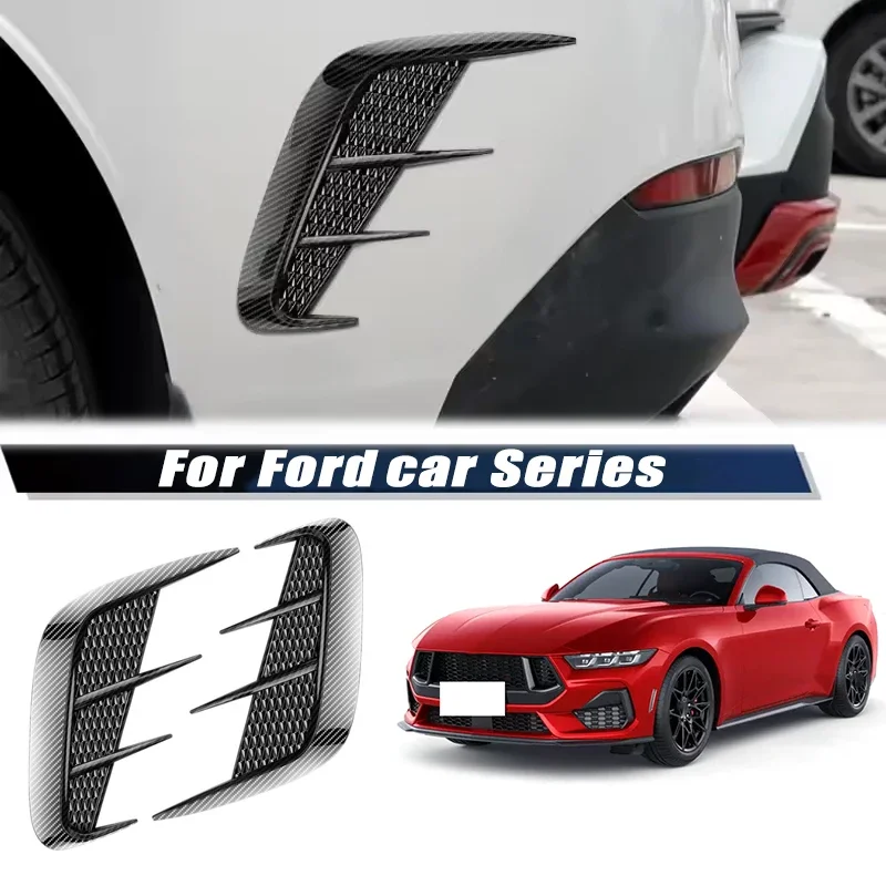 Carbon Fiber Car Fender Trim Car Sticker Shark Gills Simulation Side Intake Body Sticker Accessories For Ford Car Series