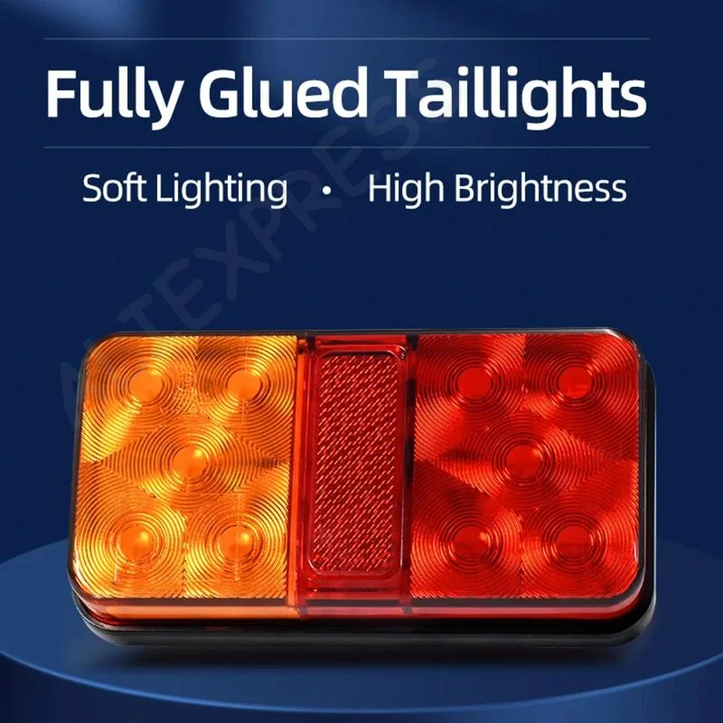 [G]12V-80VLED Rear Tail Light Trailer Light Universal 10Leds Stop Brake Light Turn Signal Indicator Lamp For Caravan Van Boat