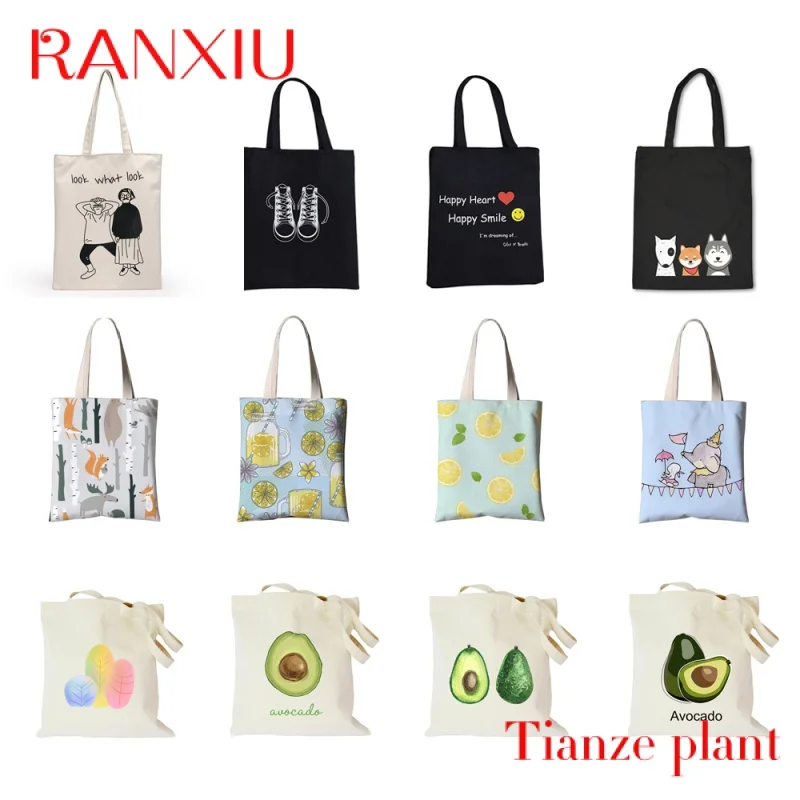 Custom Wholesale 100% Reusable Thick Cotton Canvas Shopping Bags With Printed Logo