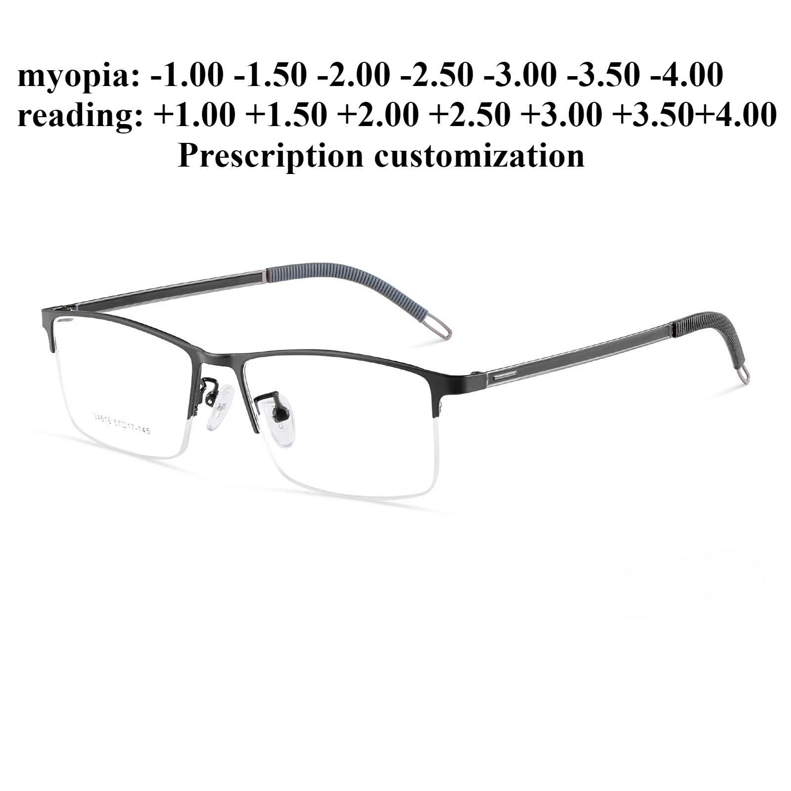 

57 мм мужские прямоугольные полурамные очки с большим лицом по рецепту, очки для чтения с защитой от синего света + 1,00