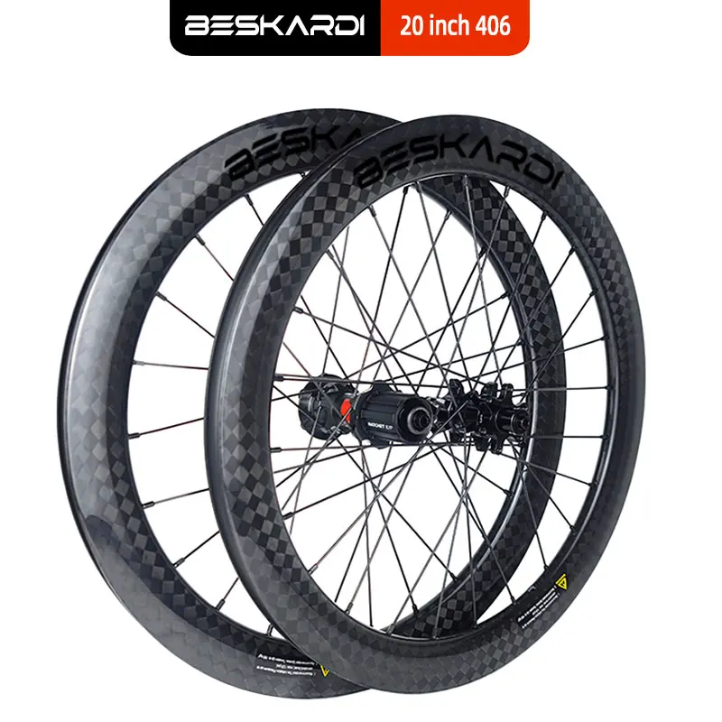 20 Inch 406 Carbon Wheelset  20\'\' Wheels 240 Hub Folding Bicycle Parts 11 Speed  6 Bolts Disc Brake BESKARDI For Bike Friday