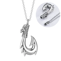 Stainless Steel Fishing Hook Urn Necklace for ashes Fish hook Cremation Urn Pendant Fishing in heaven Keepsake Jewelry