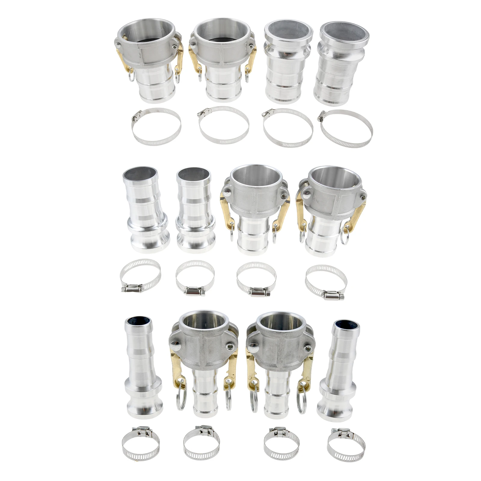 2Sets Cam lock Fittings Type C With E 1/2/3 Inch Cam and Groove Hose Fitting Kit Female Coupling Cam Lock Male Adapter Camlock